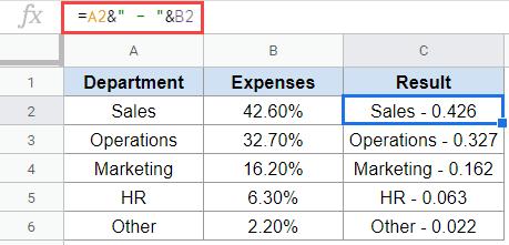 Hướng dẫn cách kết hợp các ô trong Google Sheets